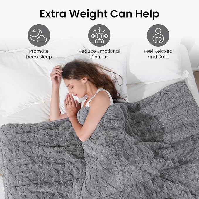 Drewin Weighted Blanket 20lbs, Dual Sided Fluffy Fuzzy Sherpa Queen Size - Image 2