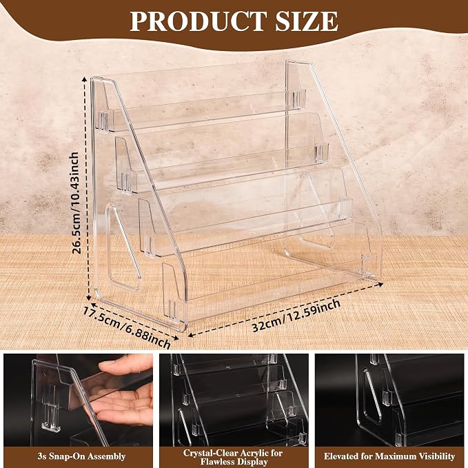 CELSOL Elevated 4 Tier Clear Acrylic Card Display Stand - Image 2