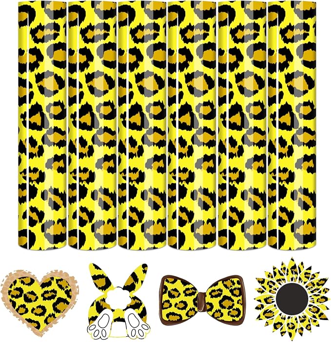 Tintnut Yellow Leopard Heat Transfer Vinyl, easy cut & weed, stretch washable by Tintnut