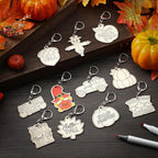 RattanView 24 Pcs Fall Craft Color Your Own Keychains DIY Craft Wooden Blank - Image 4
