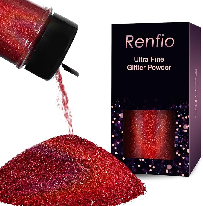 Renfio Holographic Ultra Fine Glitter Powder Metallic Resin Glitter 2.11 Oz/60g by Renfio