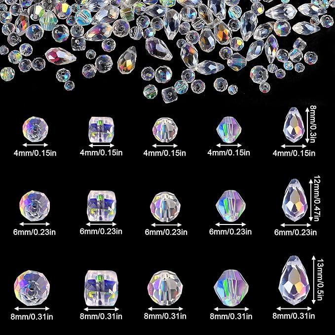 600 Pcs Crystal Glass Beads for Jewelry Making, Crystal Beads - Image 2