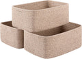 3 Pack Small Storage Baskets for Organizing, Cute Woven Decorative Gift Baskets for Shelves, Mini Closet Organizer Bins with Handles-13''Lx8.66''Wx5.11''H-Brown