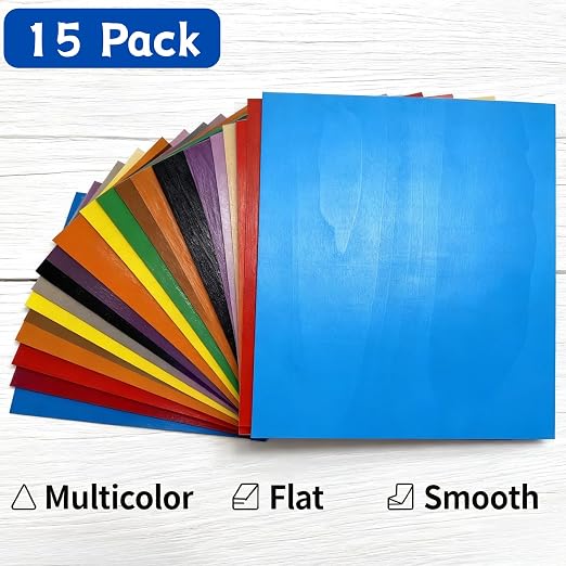 15 Pack Colored Double-Sided Plywood Sheets, Solid Color Craft Wood - Image 5