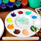 FANDAMEI White Round Paint Tray Palettes, Paint Palette Tray, Plastic Paint - Image 4