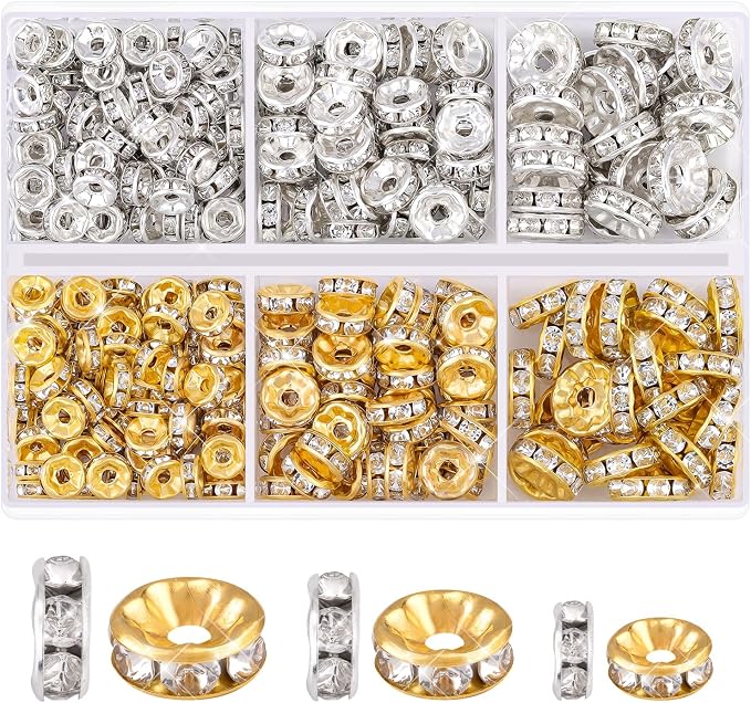 340Pcs 6/8/10mm Spacer Beads for Jewelry Making | Rondelle Bead Spacers Bulk by TINKRSTUFF