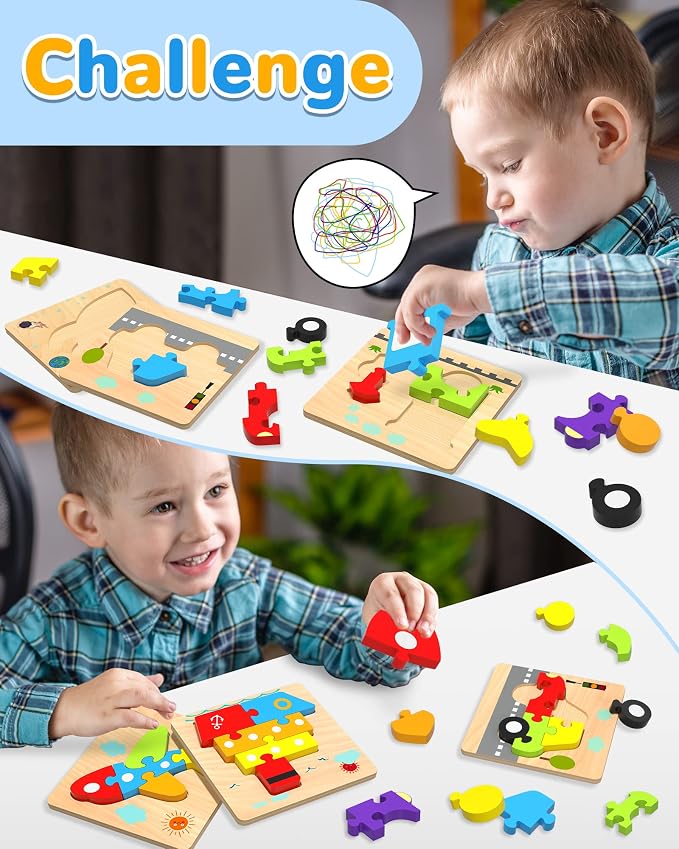 Yetonamr Wooden Toddler Puzzles Gifts Toys - Image 2
