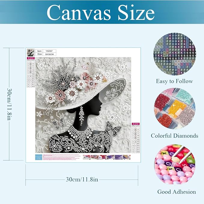 Gemozaic Diamond Art Kits for Adults, Elegant Woman Special Shape Diamond - Image 3