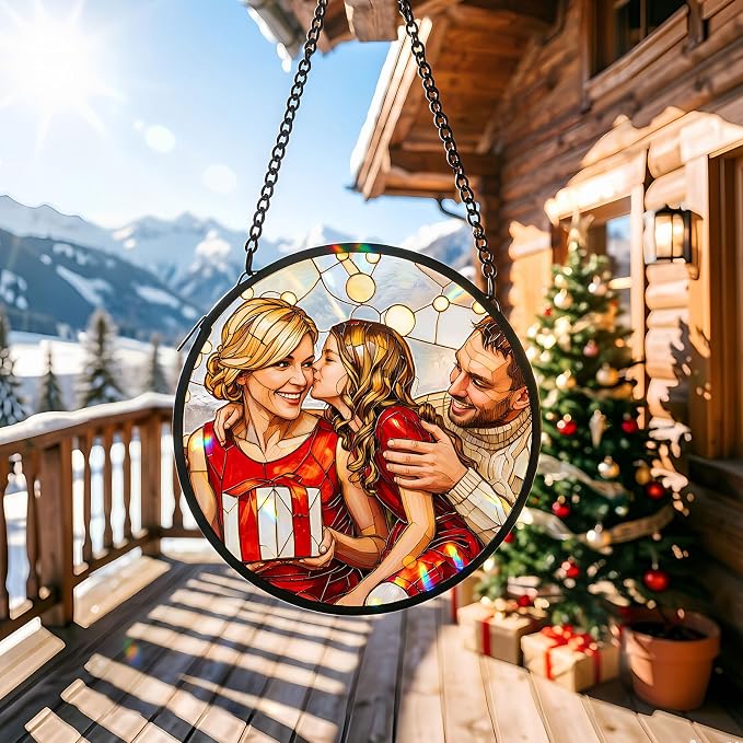 Personalized Stained Glass Sun Catcher, Custom Photo Family Portrait Window - Image 4