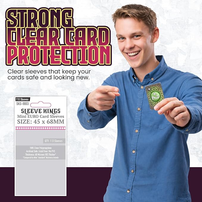 Sleeve Kings Mini Euro Card Sleeves 45 x 68 mm – 110 Pack, Extra Clear 60 - Image 2