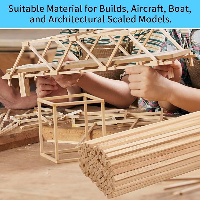 750 Pcs Balsa Wood Sticks 1/8 x 1/8 x 12 Inch balsa Wood Strips Hardwood Square - Image 4