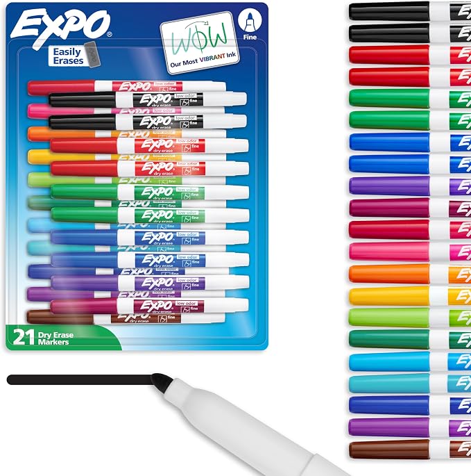 EXPO Dry Erase Markers, Low Odor Ink, Fine Tip, Essential Supplies by Unknown