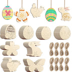 80PCS Wooden Easter Ornaments to Paint, 8 Styles DIY Blank Unfinished Wood by Sophena