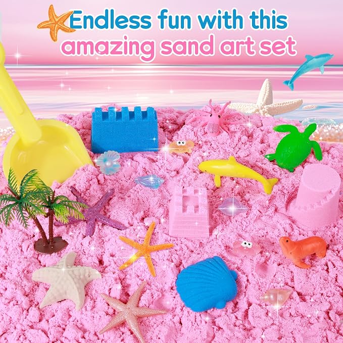 Mikiwon Ocean Sensory Bin, Sandbox Play Sand Art Kit - Image 8