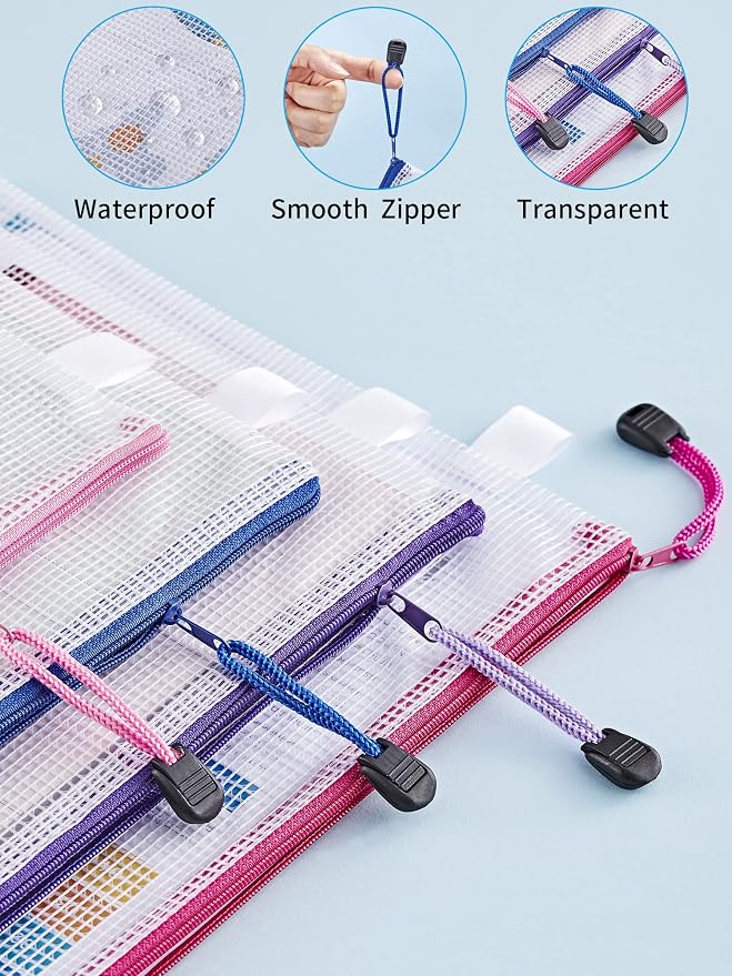 JARLINK 48 Pcs Mesh Zipper Pouch Bags, 8 Sizes Waterproof Zipper Bags | - Image 4