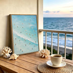 Aerial View Surfers Ocean Canvas Wall Art Print Turquoise Blue Coastal - Image 2