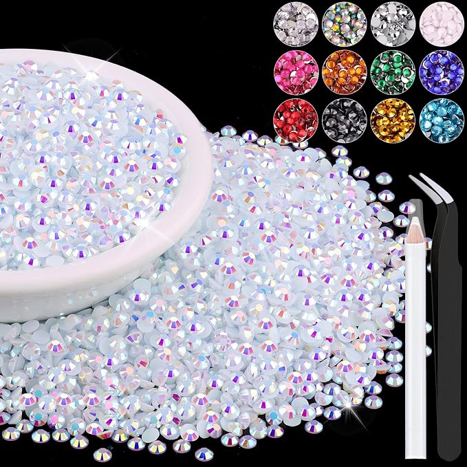 12000PCS 2mm Resin Jelly Rhinestones in Bulk, Bedazzling Flatback Crystals by BELLEBOOST