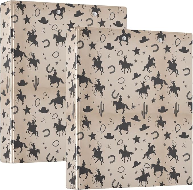 Cowboy Desert Round Ring Binders 1.5 Inch Cactus Skull Horse 3 Ring Clipboard - Image 8