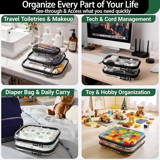 6 Pack Black Clear Hard Shell Beauty Organizer, 1.2mm Heavy Duty Crush-Proof - Image 3