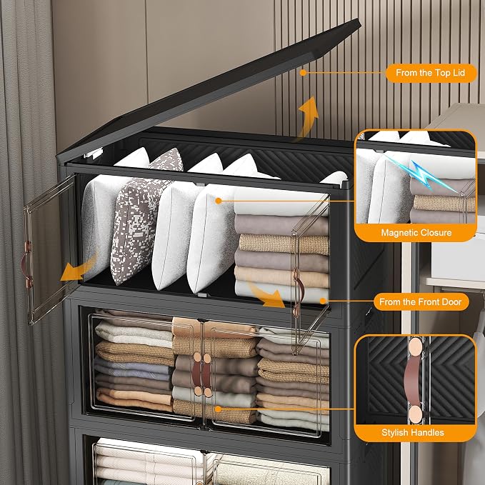 UAMFURI Stackable Storage Bins, 896QT Collapsible Drawers - Image 7