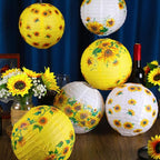 Panelee 12 Pcs Sunflower Paper Lanterns Party Decorations 8 Inch Hanging Round - Image 4