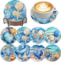 8 Pack Ocean Diamond Art Coasters, Seashell Diamond Painting Coasters Kits | by Zythron