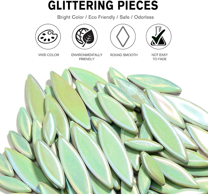 Yoption Petal Mosaic Tiles for Crafts, 200g Flower Leaf Ceramic Tiles Pieces - Image 4
