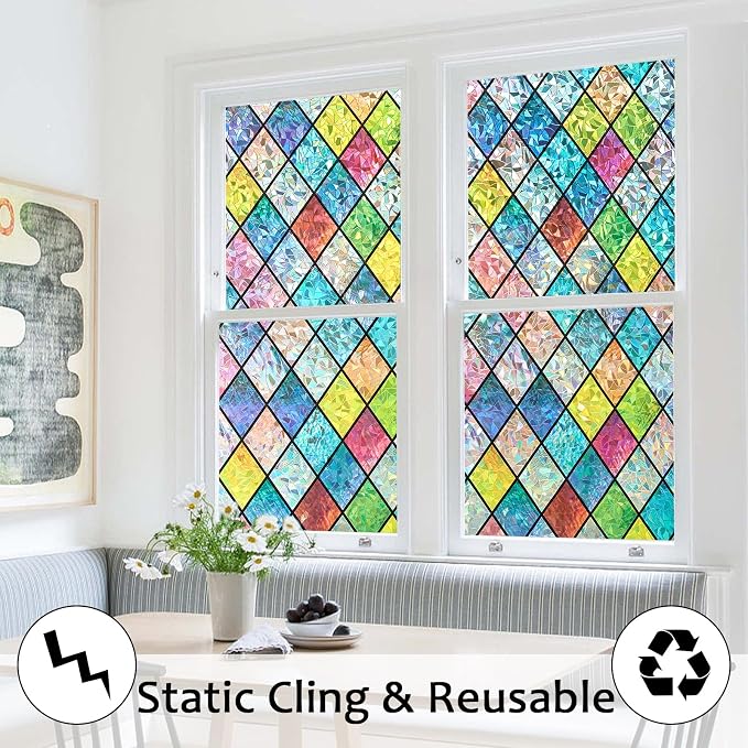 Window Privacy Film, Static Cling Stained Glass Window Film Decorative - Image 7