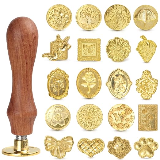 Vintage Wax Seal Stamp Set – 20-Piece Classic Seal Heads by Unknown