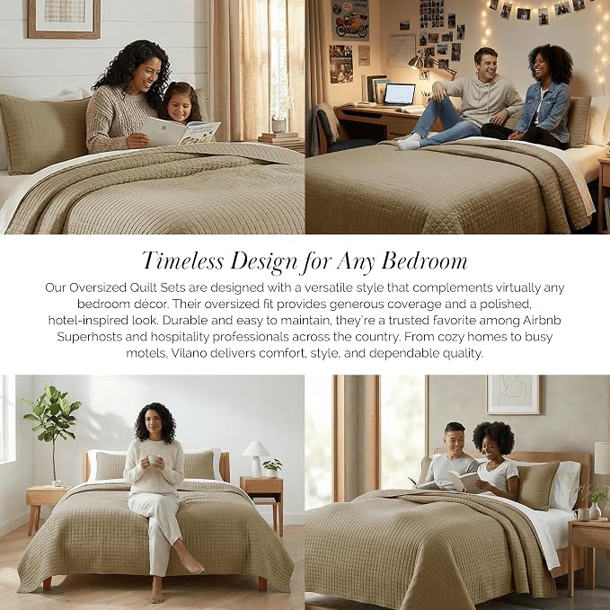 Southshore Fine Living, Inc. Oversized King Quilt Bedding Set, Taupe Quilt - Image 6