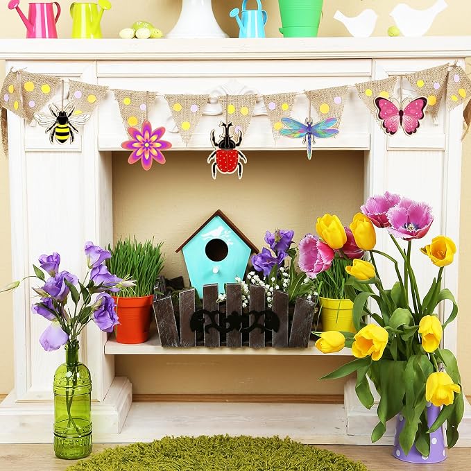 36PCS Wooden Spring Ornaments to Paint, 6 Styles DIY Blank Unfinished Wood - Image 4
