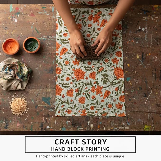 E-Tailor® Hand-Block Printed Pre-Cut Cotton Fabric Ideal - Image 5