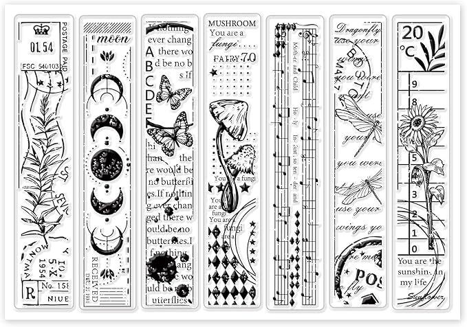 GLOBLELAND Vintage Scrapbooking Bookmarks Clear Stamp Flower Butterfly - Image 8