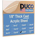 Duco Clear Cast Acrylic Sheets 1/8" Thick 24" x 24" by DucoPlasticsSupply