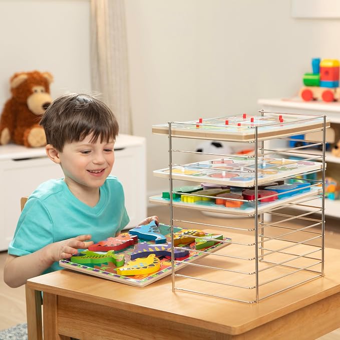 Melissa & Doug Multi-Fit Metal Wire Puzzle Rack 12 inches wide and 0.75 inches - Image 3