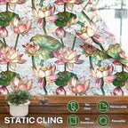 Stained Glass Window Film UV Resistant Window Privacy Film Lotus Floral Privacy - Image 6