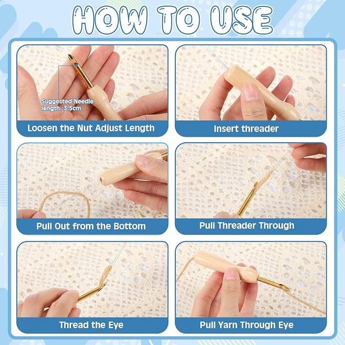 Riceshoot 48 Pcs Punch Needle Kit Adjustable Embroidery Tool Set - Image 6
