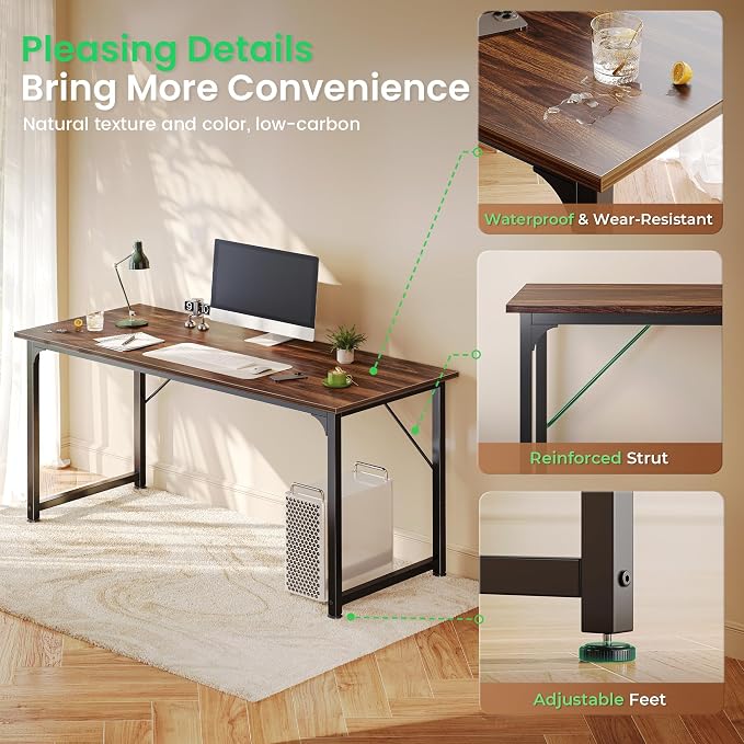 Huuger Computer Desk, 54 Inch Office Desk, Gaming Desk - Image 5