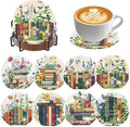ijbnhd 8 Pcs Diamond Art Coasters Kits Books Diamond Painting Coasters | Books by ijbnhd