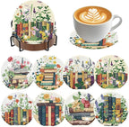 ijbnhd 8 Pcs Diamond Art Coasters Kits Books Diamond Painting Coasters | Books by ijbnhd