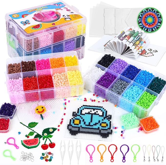Fuse Beads Kit 24 Colors Melting Beads 21000 Pcs 5mm Beads by QUEFE