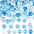 Qunclay 200 Pcs Blue Wooden Beads Winter Snowflake Snowman Wooden Beads by Qunclay