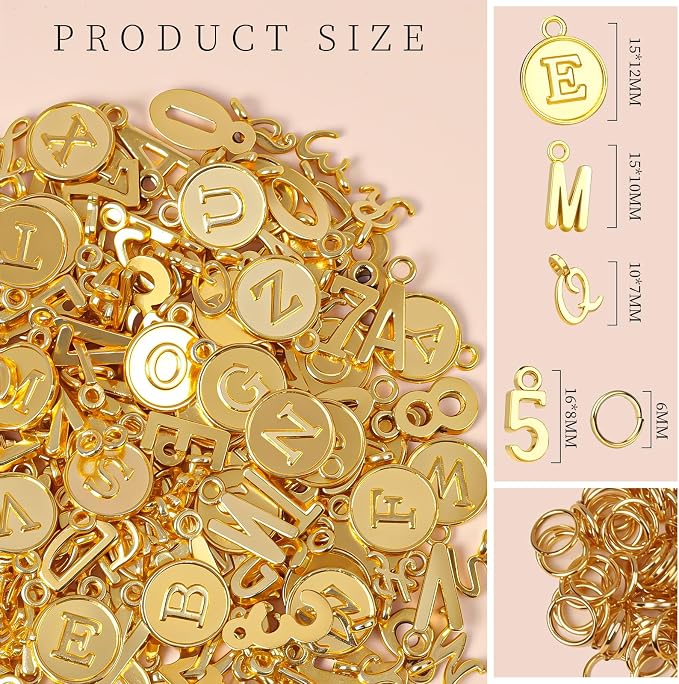 LEOBRO Letter Charms, Bracelet Necklace Charm & Jump Rings, Jewelry Making - Image 4
