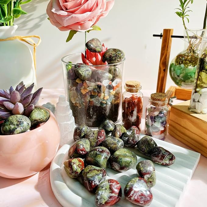 DUQGUHO Dragon Blood Stone Crystals Bulk Natural Irregular Polished Stones - Image 3