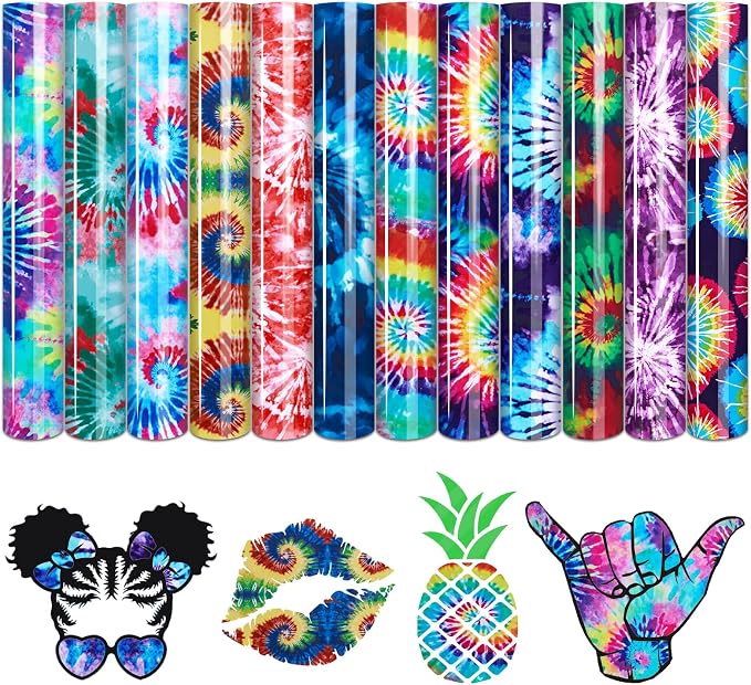 Tintnut Colorful Swirl Tie Dye Heat Transfer Vinyl, Watercolor spiral patterned by Tintnut