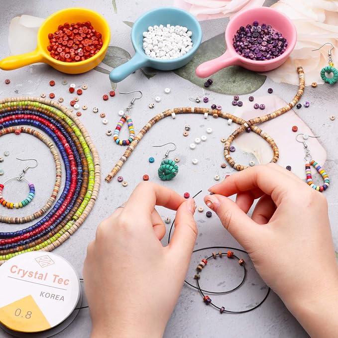 Natural Stone Heishi Beads for Necklace Making, 4 mm x 2 mm Small Flat Round - Image 4