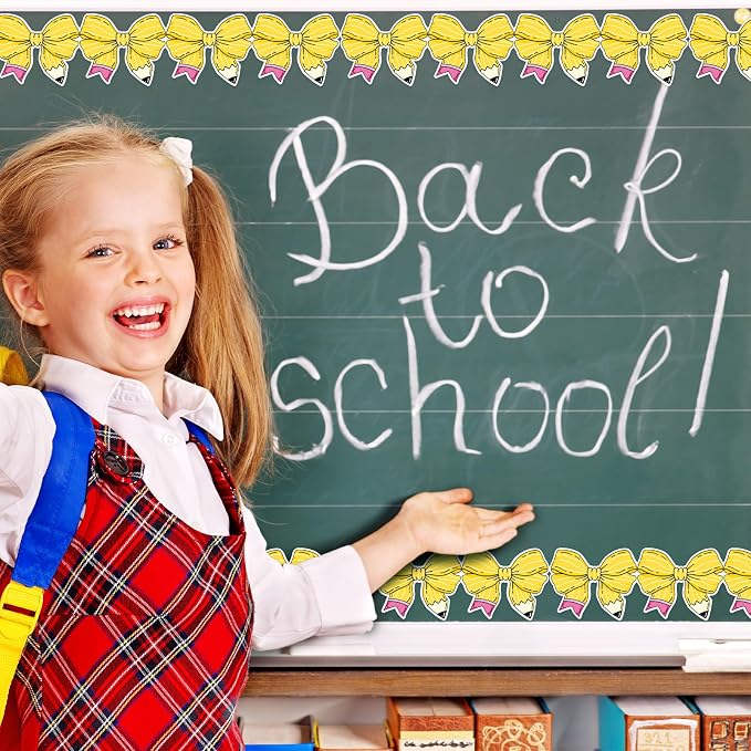 FYSUIMU 65.6 Ft Pencil Coquette Bow Bulletin Board Border Back to School Pencil - Image 7