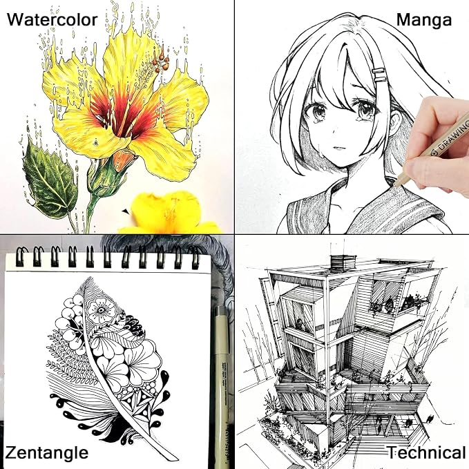 Muchcute Micro Fineliner Drawing Art Pens: 12 Black Fine Line Waterproof Ink - Image 7