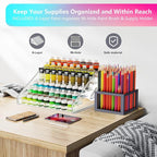 6-Layer Acrylic Organizer with Brush Holder, Easy Assembly Storage Rack - Image 2