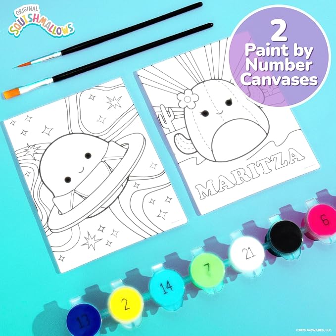 Squishmallows Original 4-in-1 Canvas Art Set, Paint by Numbers & Gem Art Crafts - Image 3